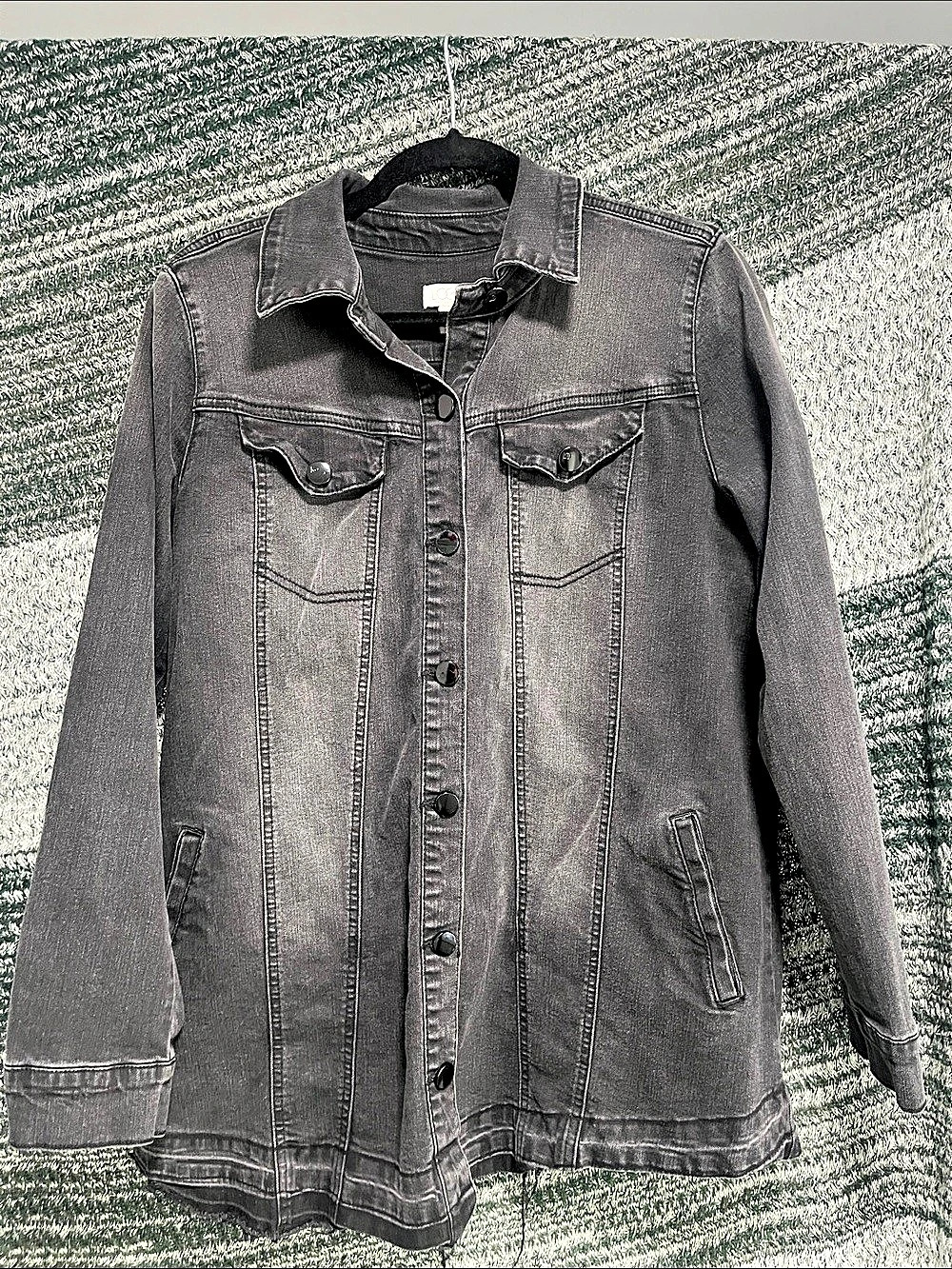 Logo Women's Gray Denim Jacket Size 10